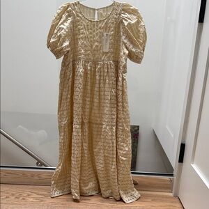 Noralee Charming Chloe lemon check Kids Dress with Puff Sleeves